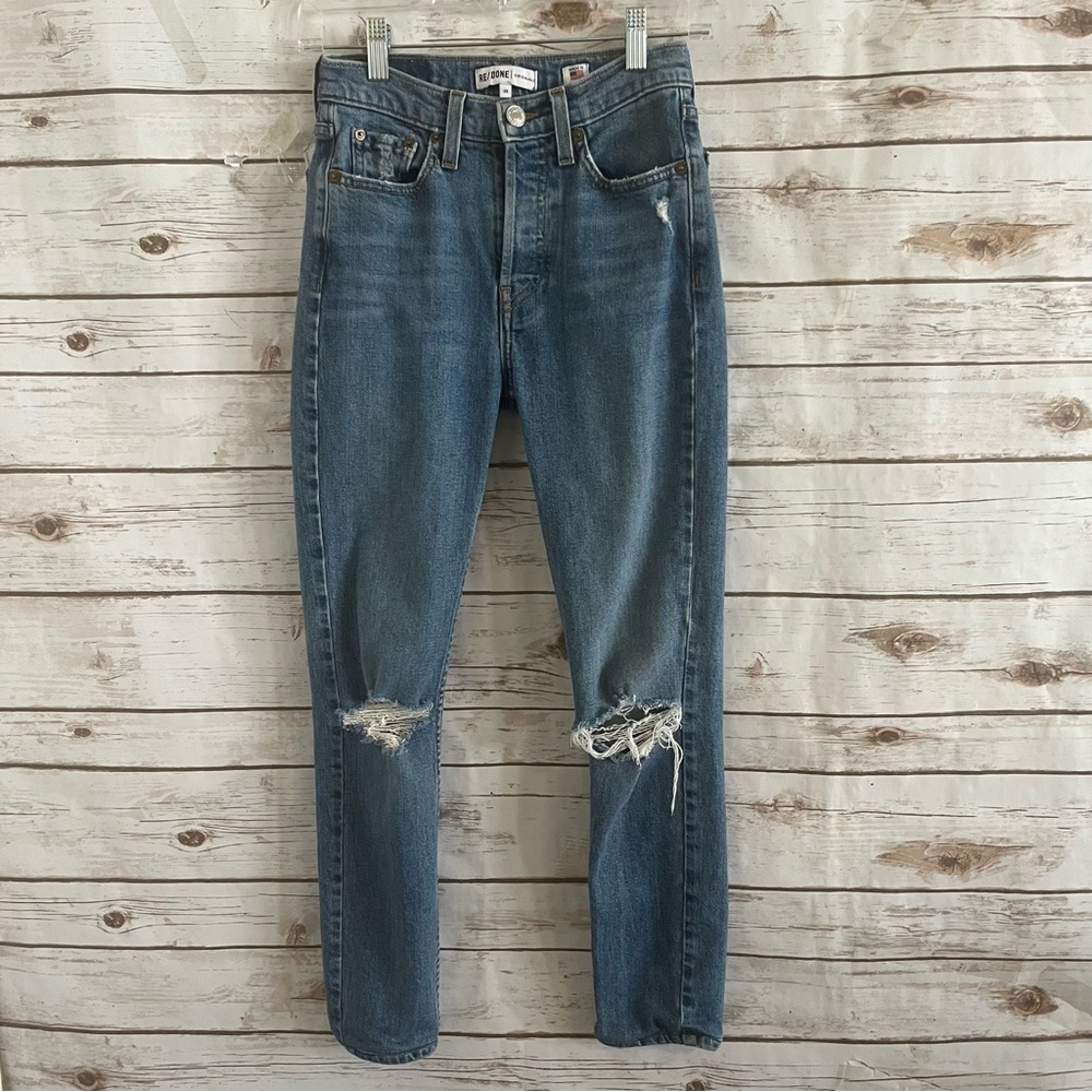 ReDone Distressed Medium Blue Wash Jeans Size 23